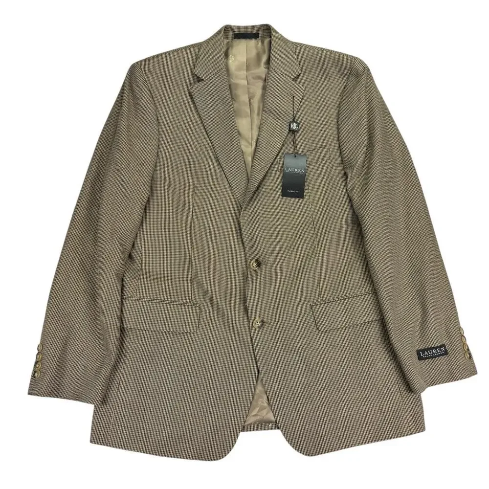 Lauren Ralph Lauren Mens UltraFlex Leland Classic Fit Suit Jacket Brown Blue 42L